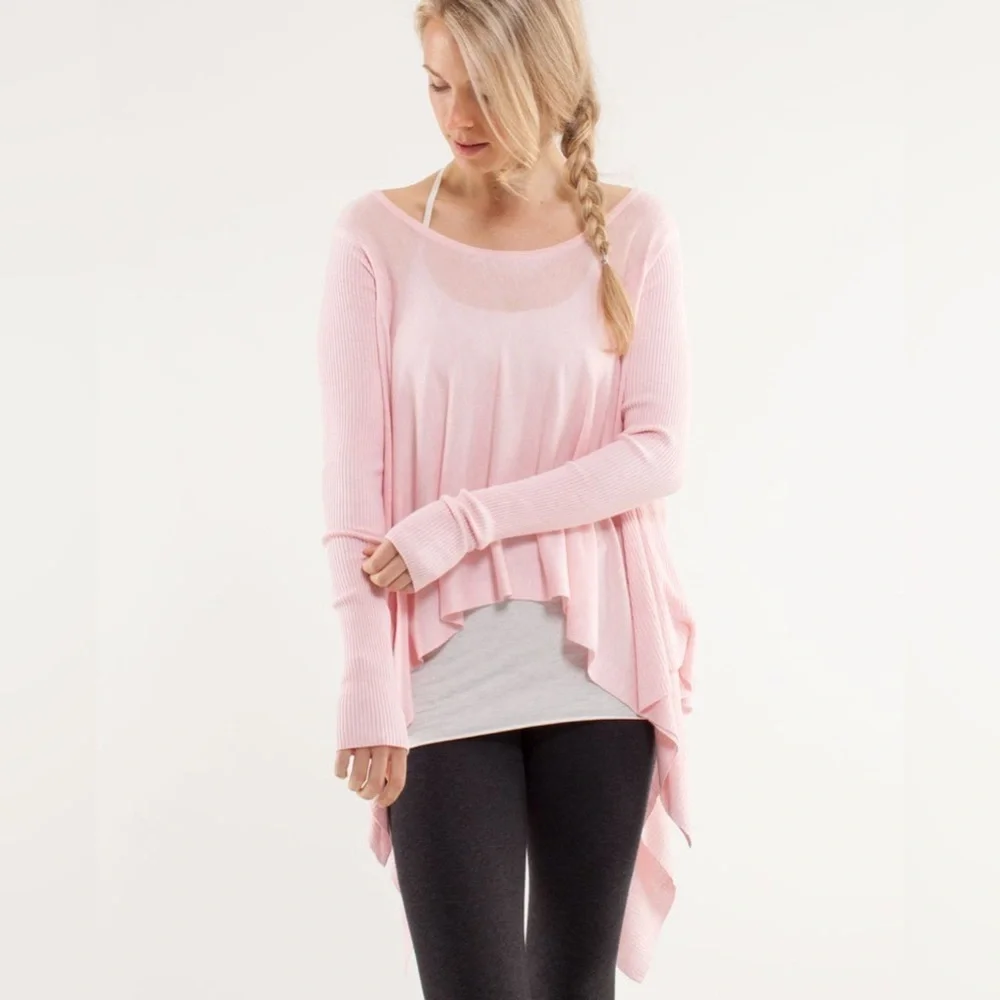 Lululemon Enlightened Pullover Sweater Heathered Blush Quartz Pink